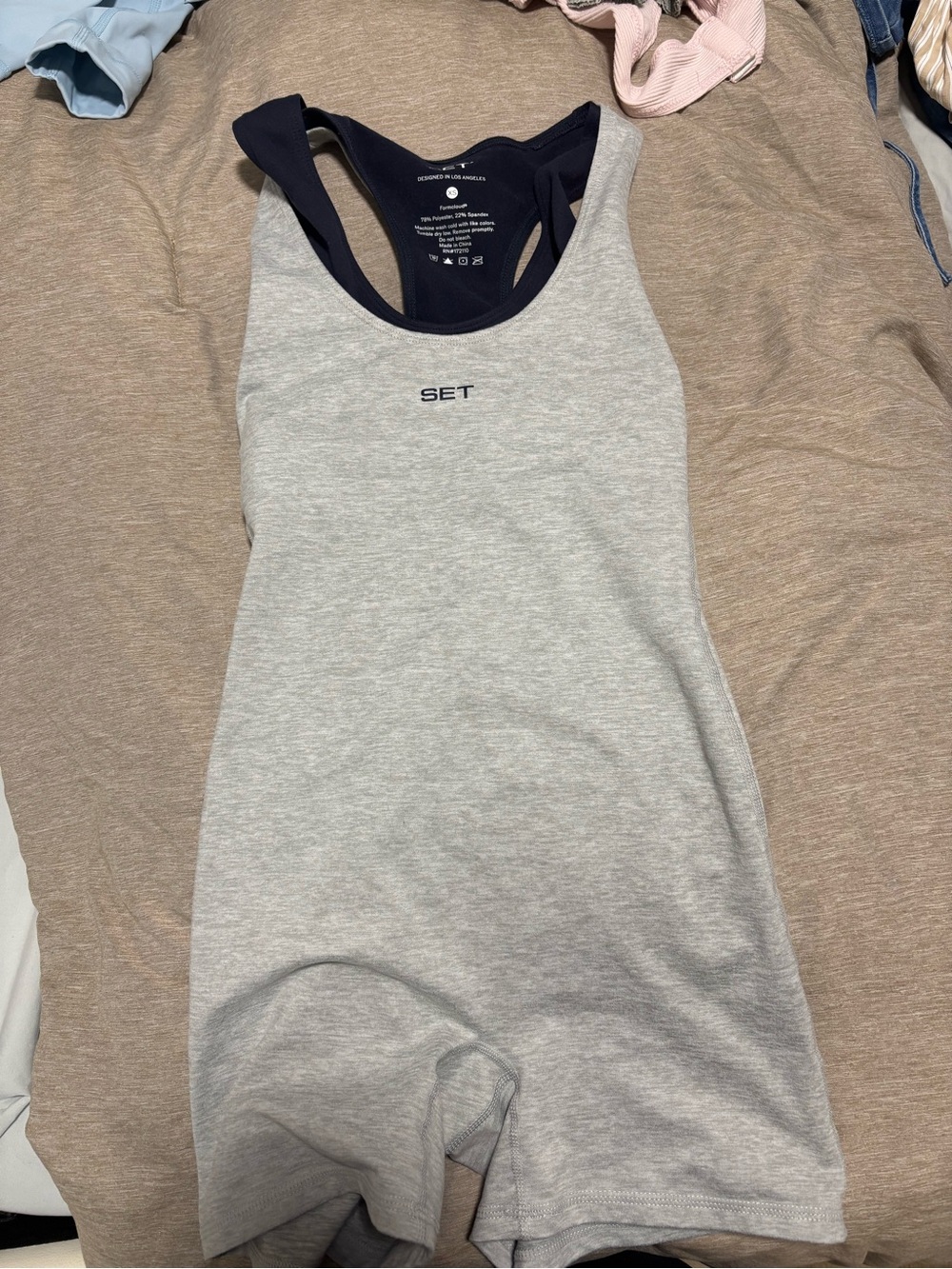 Set active Grey & Navy Racerback Romper